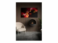 Planika - Chimenea de bioetanol de pared y suelo sin ventilación BEV, con burbujas, control remoto, de acero, para pared y suelo Negro