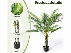 Best Planta artificial - palma en maceta H 120 cm - palma muy realista - 2 troncal y 15 sábanas - con maceta Planta Artificial