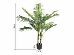 Best Planta artificial - palma en maceta H 120 cm - palma muy realista - 2 troncal y 15 sábanas - con maceta Planta Artificial