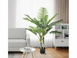 Best Planta artificial - palma en maceta H 120 cm - palma muy realista - 2 troncal y 15 sábanas - con maceta Planta Artificial
