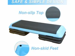 Plataforma aeróbica ajustable, superficie antideslizante, plástico ABS, color , con 4 elevadores (109x41x11 cm)