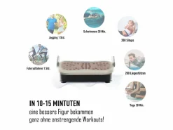 Plataforma vibratoria con 99 niveles, altavoz USB, pantalla LED y bandas de resistencia, ABS, (54 x 33 x 14 cm)