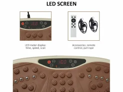 Plataforma vibratoria con 99 niveles, altavoz USB, pantalla LED y bandas de resistencia, ABS, (54 x 33 x 14 cm)