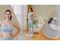 Outlet MERACH Plataforma vibratoria fitness mini, , 11 niveles, mando a distancia, pantalla LED, motor silencioso, compacta, 150 kg, maquina de adelgazar Rosa