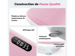 Outlet MERACH Plataforma vibratoria fitness mini, , 11 niveles, mando a distancia, pantalla LED, motor silencioso, compacta, 150 kg, maquina de adelgazar Rosa