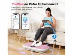 Outlet MERACH Plataforma vibratoria fitness mini, , 11 niveles, mando a distancia, pantalla LED, motor silencioso, compacta, 150 kg, maquina de adelgazar Rosa