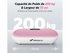 Outlet MERACH Plataforma vibratoria fitness mini, , 11 niveles, mando a distancia, pantalla LED, motor silencioso, compacta, 150 kg, maquina de adelgazar Rosa