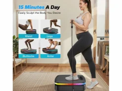 Discount Plataforma vibratoria , 99 niveles, Bluetooth, luces LED y pantalla, altavoz integrado, control remoto, modo dual, máx. 150 kg, color Aparato De Musculación