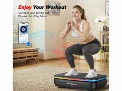 Discount Plataforma vibratoria , 99 niveles, Bluetooth, luces LED y pantalla, altavoz integrado, control remoto, modo dual, máx. 150 kg, color Aparato De Musculación