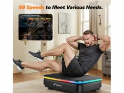 Discount Plataforma vibratoria , 99 niveles, Bluetooth, luces LED y pantalla, altavoz integrado, control remoto, modo dual, máx. 150 kg, color Aparato De Musculación