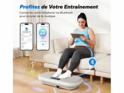 Hot MERACH Plataforma vibratoria , mando a distancia, pantalla LED, Bluetooth, 10 velocidades, 11 programas, silenciosa, capacidad 200KG Gris