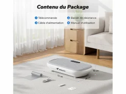 Hot MERACH Plataforma vibratoria , mando a distancia, pantalla LED, Bluetooth, 10 velocidades, 11 programas, silenciosa, capacidad 200KG Gris