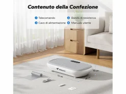 Hot MERACH Plataforma vibratoria , mando a distancia, pantalla LED, Bluetooth, 10 velocidades, 11 programas, silenciosa, capacidad 200KG Gris