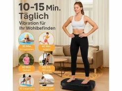 NETTLIFE Plataforma vibratoria de 200 W, dispositivo de fitness con 199 niveles y altavoz, entrenamiento completo en casa, máximo 150 kg.