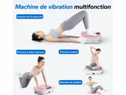 Clearance MERACH Plataforma Vibratoria Silenciosa , 11 Niveles, LED, Bluetooth, Altavoz Integrado, Control Remoto, Modo Manual/Automático, Máx 181kg, Rosa
