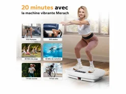 Best Plataforma Vibratoria Silenciosa , 11 Niveles, LED, Bluetooth, Altavoz Integrado, Control Remoto, Modo Manual/Automático, Máx 181kg, Aparato De Musculación