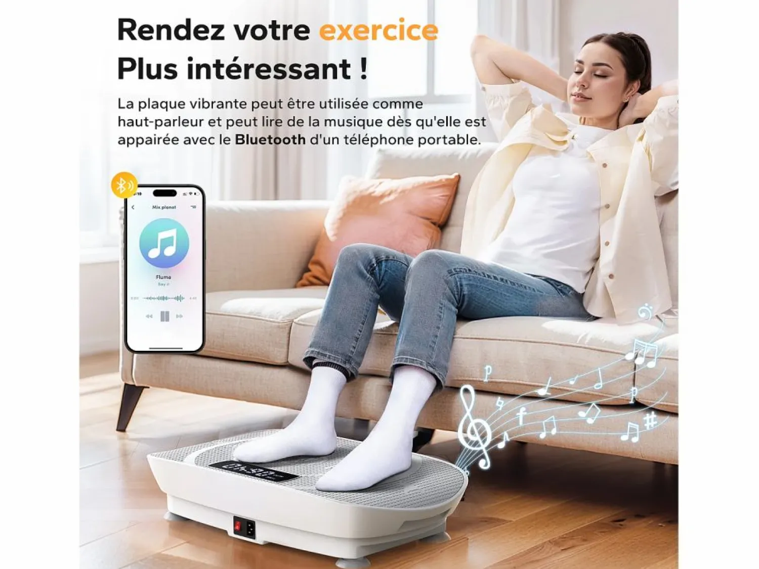 Best Plataforma Vibratoria Silenciosa , 11 Niveles, LED, Bluetooth, Altavoz Integrado, Control Remoto, Modo Manual/Automático, Máx 181kg, Aparato De Musculación