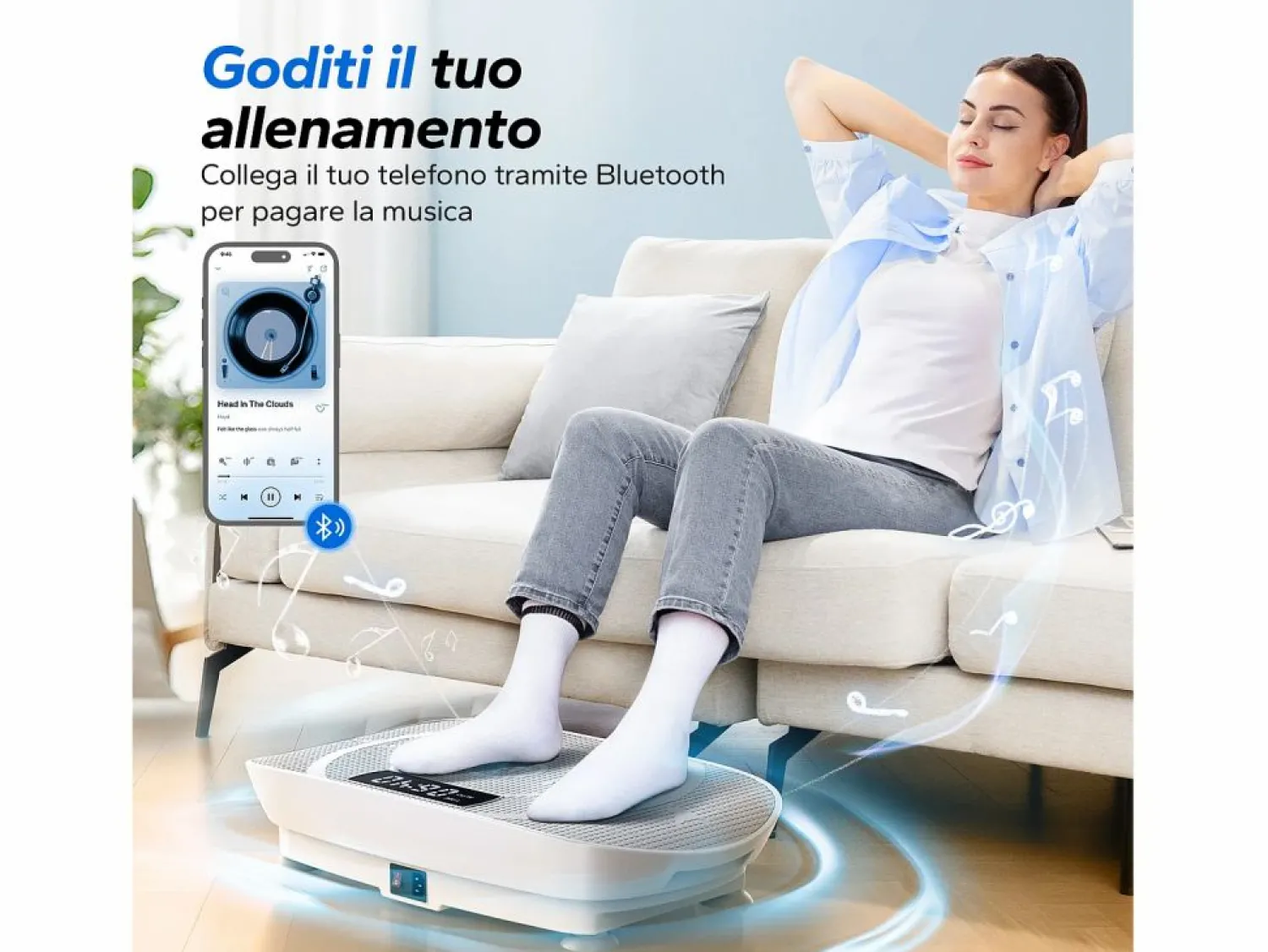 Best Plataforma Vibratoria Silenciosa , 11 Niveles, LED, Bluetooth, Altavoz Integrado, Control Remoto, Modo Manual/Automático, Máx 181kg, Aparato De Musculación