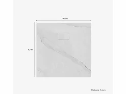 Plato de ducha cuadrado a ras de suelo efecto mármol 90x90 cm Stone MM - Blanco