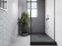 Shower & Design Plato de ducha de cemento, Ancho 121,5 x 81,5 x Alt. 9,5 cm, RIAZOS