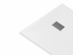Shower & Design Plato de ducha de resina para colocar en superficie o encastrar, con sifón, , L140 x P80 cm, MIRNOSA Blanco