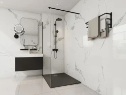 Shower & Design Plato de ducha de resina para colocar en superficie o encastrar, con sifón, color , medidas 120 x 90 cm, MIRNOSA