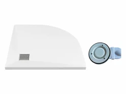 Sale Vente-unique Plato de ducha extraplano para colocar o empotrar, cortable, en resina SMC, en cuarto de círculo, con sifón - - 80 x 80 cm - SYFORSA Blanco