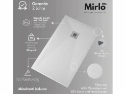 Best STANO Plato de ducha pizarra ARCO 90x140 cm rejilla inox Crema