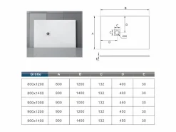 Best Aica Plato de ducha rectangular 90x120x3cm +desagüe con tapa de acero inoxidable Blanco