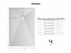 Sale Plato de ducha 90x110 cm resina antideslizante | Carga mineral, textura piedra, | Incluye válvula y rejilla Plato De Ducha