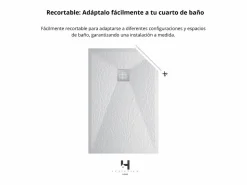 Sale Plato de ducha 90x160 cm resina antideslizante | Carga mineral, textura piedra, | Incluye válvula y rejilla Blanco