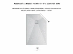 Plato Ducha Resina TITAN- Antideslizante Extraplano Ultraligero Textura pizarra Color 80X170 CM-Valvula+Rejilla Inox