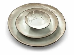 MEDARD DE NOBLAT Plato postre Shadow Nacre 20.5 cm (Lote de 6) Marrón Gres Reactivo Esmaltado