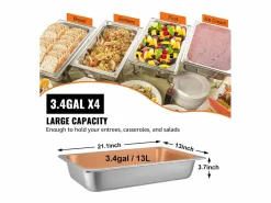 Discount Plato, SucceBuy - Sartén Vaporera de Acero Inoxidable de 10,1 CM de Profundidad con Tapa, 13 L, Antiatasco, Paquete de 4