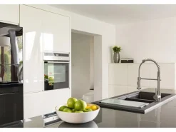 Essebagno Plimo Mezclador para fregadero con ducha móvil, estilo acero inoxidable