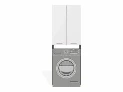 POLA - Armario de Baño sobre la Lavadora - Antracita / Blanco - 64 x 30 x 180 cm Mueble Para Lavadora