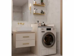 New POLA NP - Mueble de baño para lavadora + Estante de baño - 64x50x97,5 cm - Cachemira Mueble Para Lavadora