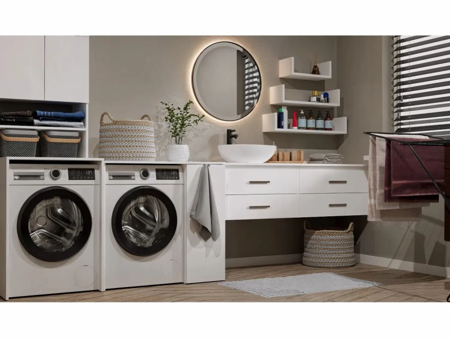Best POLA NP 1D - Armario para lavadora de baño con puertas 2 estantes - 95x64x88,5 cm - Mueble Para Lavadora