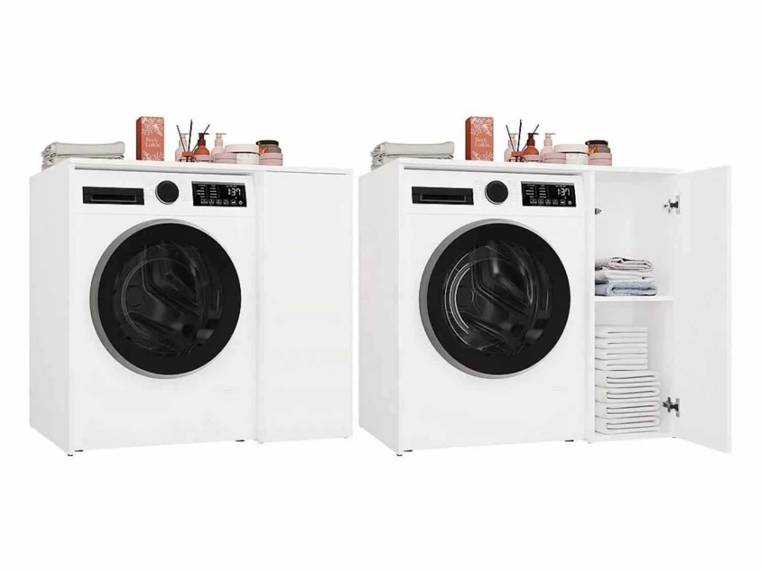 Best POLA NP 1D - Armario para lavadora de baño con puertas 2 estantes - 95x64x88,5 cm - Mueble Para Lavadora