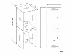 Outlet POLA TWIN - Armario de baño para lavadora y secadora con columna de estantes - Roble Mueble Para Lavadora