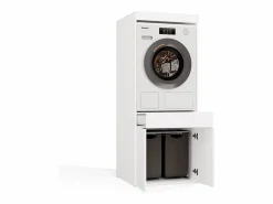 Online POLA TWIN 1S - Mueble de baño para lavadora y secadora, mueble con cajón - 64x64x162 cm - Mueble Para Lavadora
