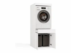 Online POLA TWIN 1S - Mueble de baño para lavadora y secadora, mueble con cajón - 64x64x162 cm - Mueble Para Lavadora