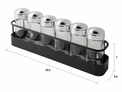 Sale Portaespecias de cocina con set de 6 frascos de vidrio Lyu Multicolor