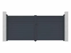 Best Portal batiente de aluminio con persianas L397 x H181 cm antracita - VIAZO Portón