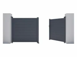 New Portal eléctrico batiente de aluminio macizo - L305 x H150 cm - Antracita - NAZARIO Portón