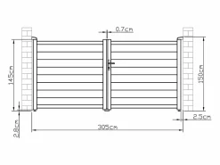 New Portal eléctrico batiente de aluminio macizo - L305 x H150 cm - Antracita - NAZARIO Portón