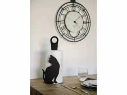 Hot Portarrollos de papel de sobremesa de acero con diseño gato , capacidad para 1 rollo, diseño elegante para salón y cocina, fabricado en Italia. Estatua