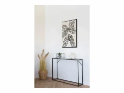 ebuy24 Portavelas de metal y cristal 30 x 15 cm Negro