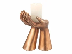 J-Line Portavelas de poliresina cobre 19*17.5*25 cm