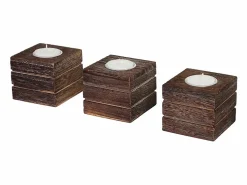 Discount MCW Portavelas de té Tolve (set de 3), marrón Marru00f3n